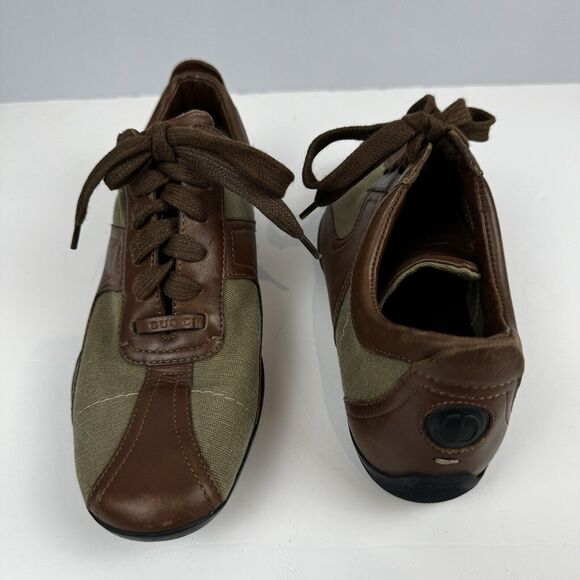 Gucci Olive Green Canvas and Leather Sneakers Size 5.5B EU35.5 Casual Sport VTG - Picture 2 of 16